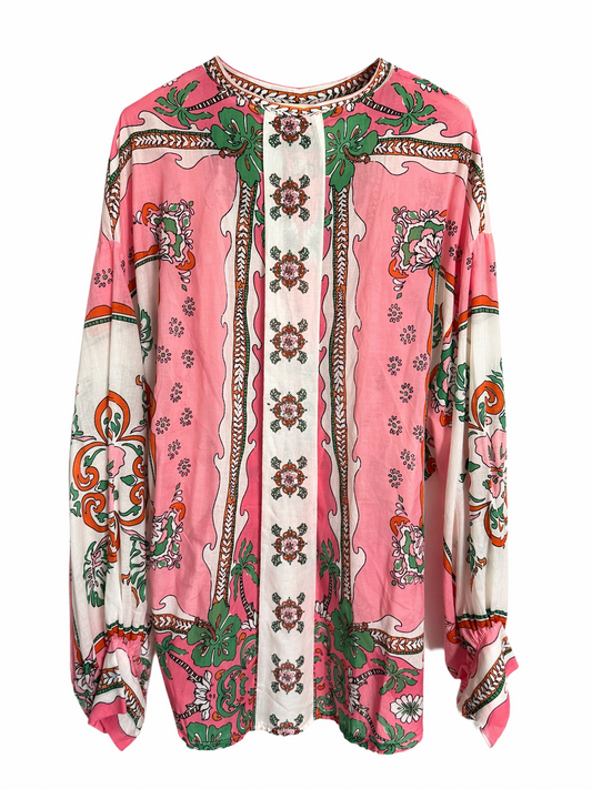 ROOT – Camicia Nodo Mussola di Cotone Stampata Fiori | Taglia Unica