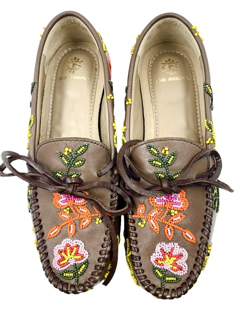 DE SIENA - Arianna Beaded Moccasinis Brown