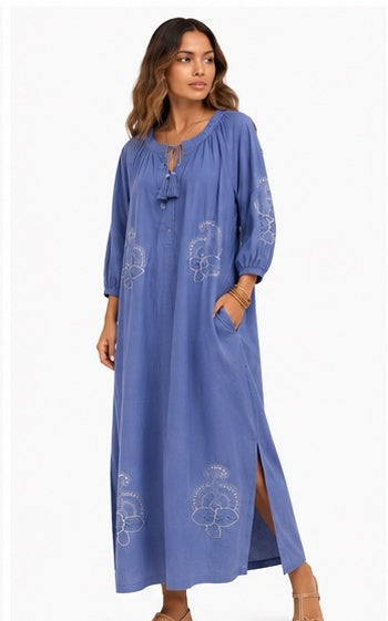 ZEN ETIC-Caftano Maxi Ricamo Paisley