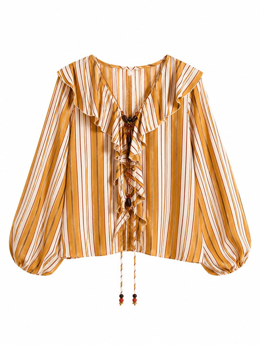 KARTIKA-Blusa a righe con volant
