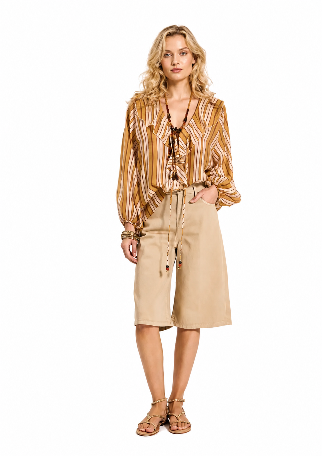 KARTIKA-Blusa a righe con volant
