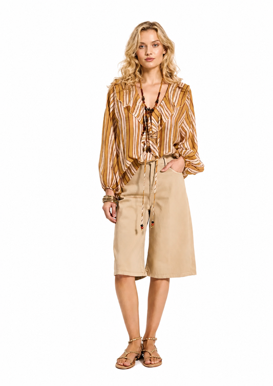KARTIKA-Blusa a righe con volant
